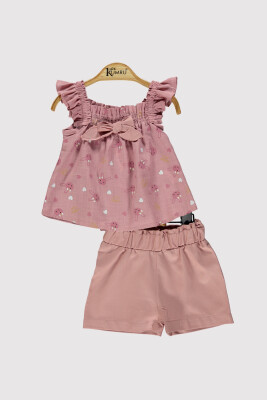 Kız Bebek Tavşan Baskılı Takım 6-18M Kumru Bebe 1075-4266 Gül Kurusu