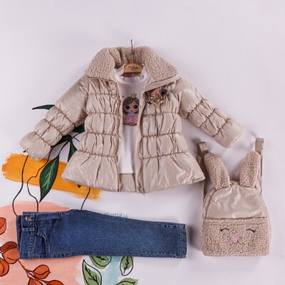 Mikro Mont Badi Pantolon Çantalı Takım Miss Lore 1055-5406 Bej