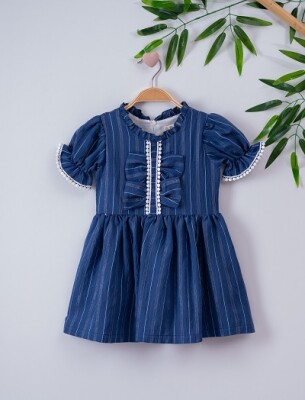 Önü Fiyonklu Elbise Büşra Bebe 1016-221041 Lacivert
