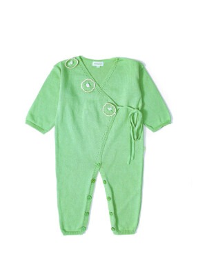 Organic Cotton Floral Romper for Baby Girl Uludağ Triko 1061-21022 Çağla Yeşili
