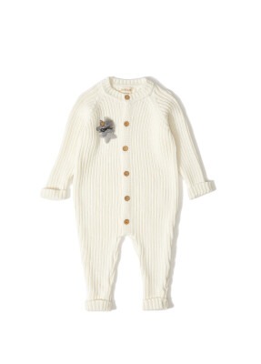 Organic Cotton Long Sleeve Romper with Button Uludağ Triko 1061-21021 - Uludağ Triko
