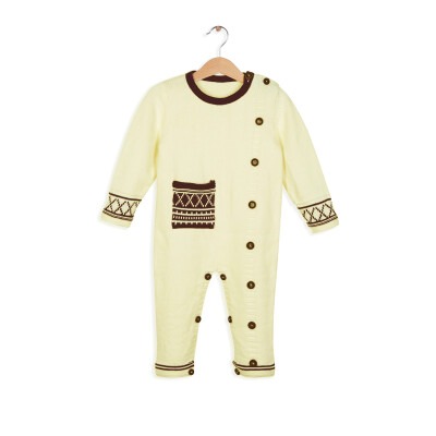 Organic Cotton Long Sleeve Romper with Button Uludağ Triko 1061-21025 - Uludağ Triko (1)
