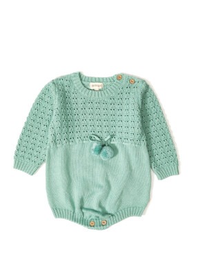 Organic Cotton Salopet Romper with Pompom for Baby Girl Uludağ Triko 1061-21026 - Uludağ Triko