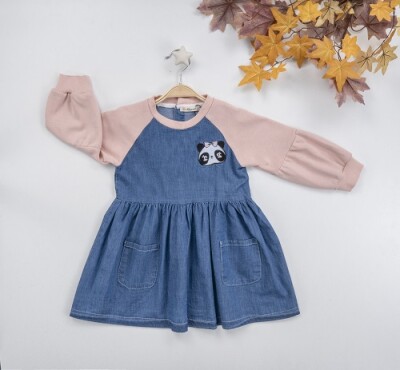 Pandalı Kot Elbise Büşra Bebe 1016-22230 Pudra