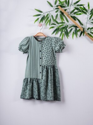 Patchwork Balon Kol Elbise Büşra Bebe 1016-211017 - Büşra Bebe