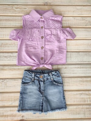 Robası Brodeli Şortlu Takım Büşra Bebe 1016-211048 Lila