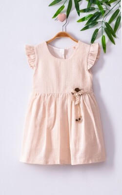 Sırt Dekolteli Keten Elbise Büşra Bebe 1016-221048 - Büşra Bebe
