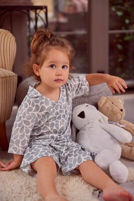 Toptan 2'li Kız Çocuk Düğmeli Kısa Kollu Pijama Takım 3-12Y Takımı Zeyland 1070-ZY23-22230 - Zeyland
