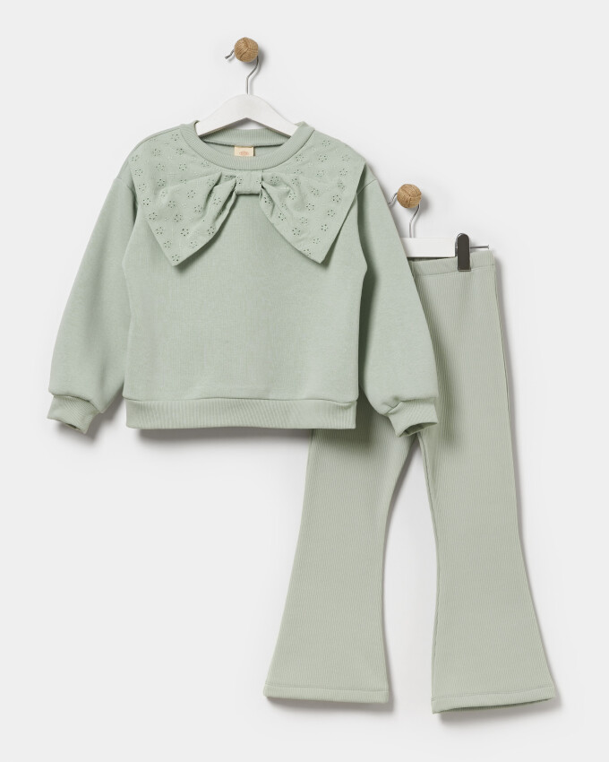 Toptan 2'li Kız Çocuk İspanyol Paça Pantolonlu Takım Bupper Kids 1053-24310 - 1
