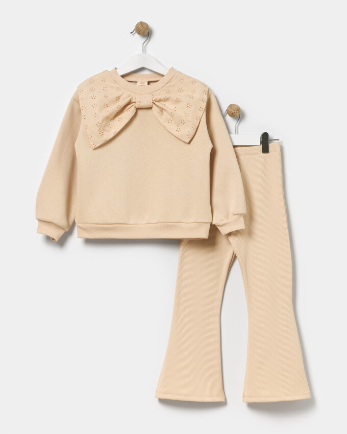 Toptan 2'li Kız Çocuk İspanyol Paça Pantolonlu Takım Bupper Kids 1053-24310 - 2