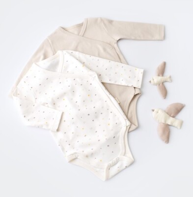 Toptan Bebek %100 Organik Pamuk 2 li Kruvaze Body Baby Cosy 2022-CSY5756 - BabyCosy