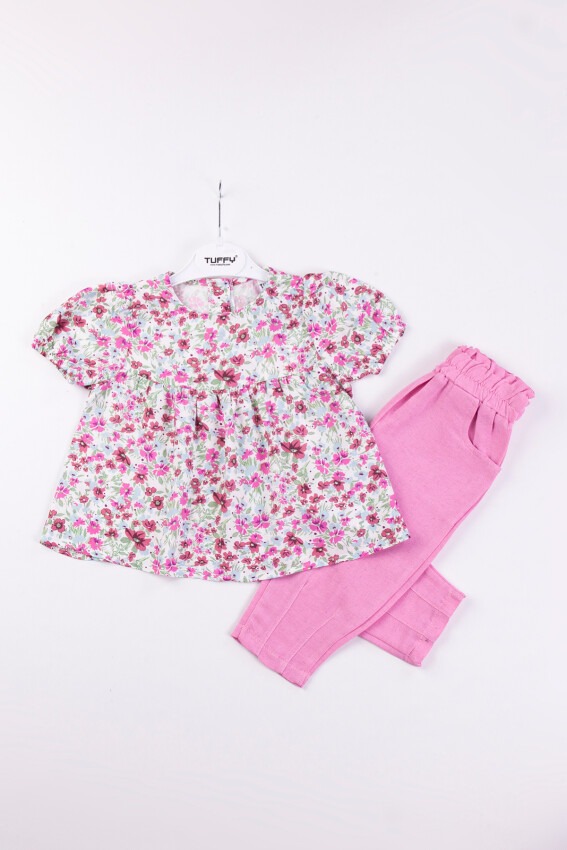 Toptan Bebek 2'li Çiçek Desenli Takım 6-18M Tuffy 1099-9521 - 2