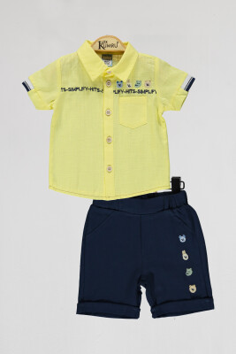 Toptan Bebek 2'li Gömlek ve Şort Takım 6-18M Kumru Bebe 1075-4023 - 3