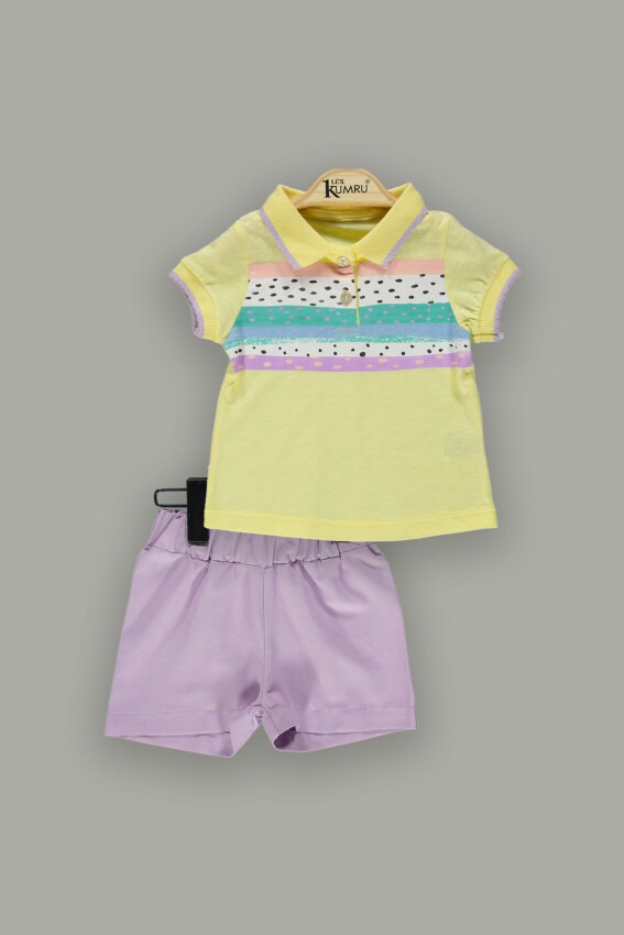 Toptan Bebek 2'li Polo Yaka Tişört ve Şort Takım Kumru Bebe 1075-3808 - 1