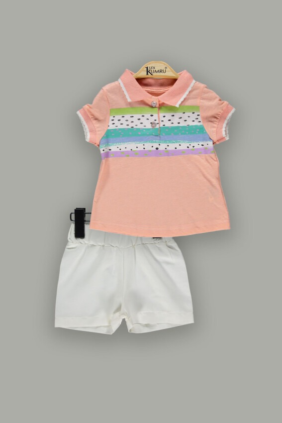 Toptan Bebek 2'li Polo Yaka Tişört ve Şort Takım Kumru Bebe 1075-3808 - 3