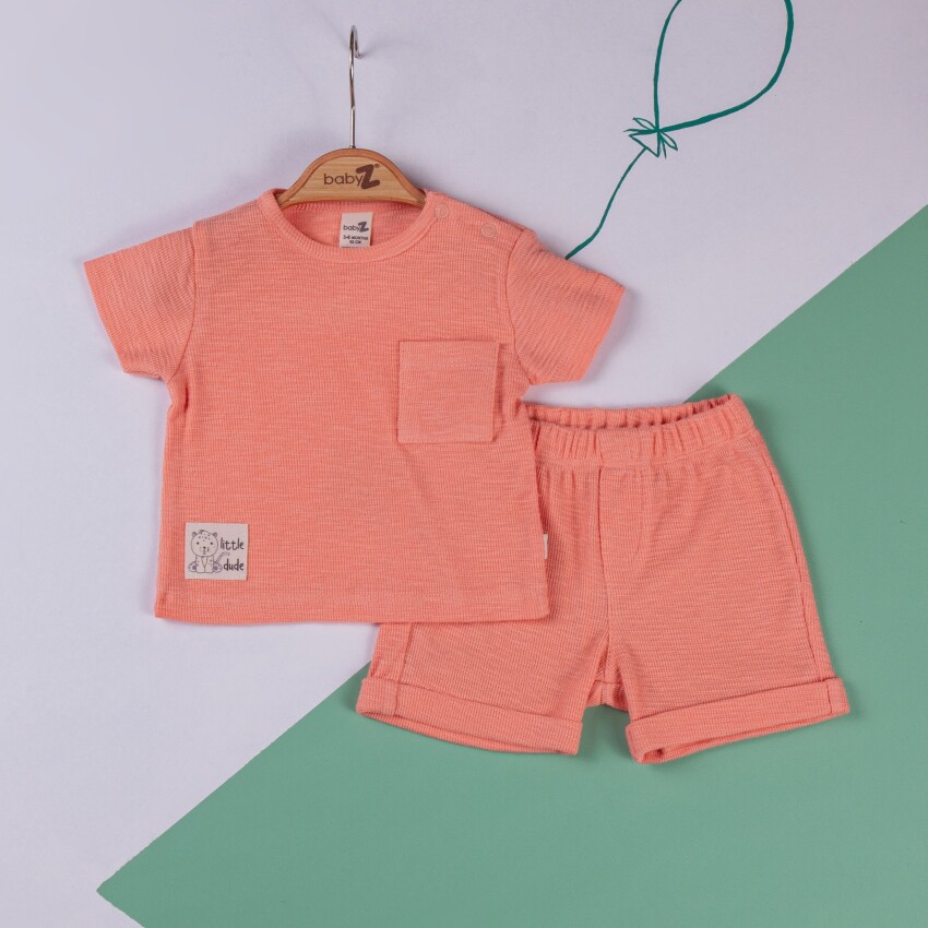 Toptan Bebek 2'li Tişört ve Şort Takım 6-18M BabyZ 1097-4698 - 2