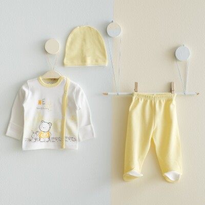 Toptan Bebek 3'lü Yenidoğan Takım 0-3M Gümüş Baby 2043-0033 - Gümüş Baby (1)