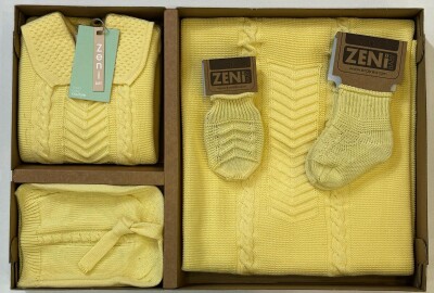 Toptan Bebek 5'li Yenidoğan Takımı 0-12M Zeni 2049-3025 Sarı
