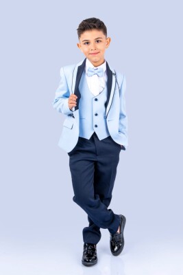 Toptan Ceketli Yelekli Damatlık Takım 8-12Y Messy 1037-9282 Açık Mavi