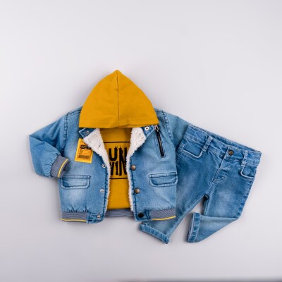 Toptan Erkek 3'lü Ceket Sweatshirt ve Kot Pantolon Takım 6-24M Bubbly 2035-2045 Açık Mavi