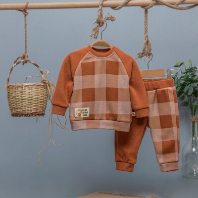 Toptan Erkek Bebek 2'li Eşofman Takım 6-24M BabyZ 1097-4684 Kiremit