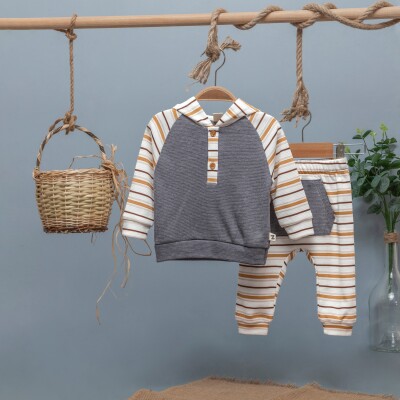 Toptan Erkek Bebek 2'li Eşofman Takım 6-24M BabyZ 1097-4745 - BabyZ