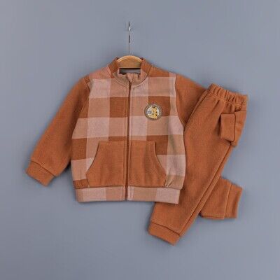 Toptan Erkek Bebek 2'li Eşofman Takımı 6-24M BabyZ 1097-4757 Kiremit