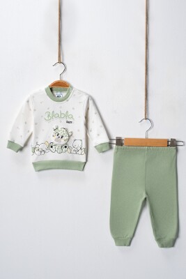 Toptan Erkek Bebek 2'li Pijama Takımı 3-9M Hoppidik 2017-2204 Yeşil