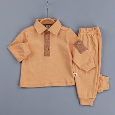 Toptan Erkek Bebek 2'li Takım 6-24M BabyZ 1097-4749 Turuncu