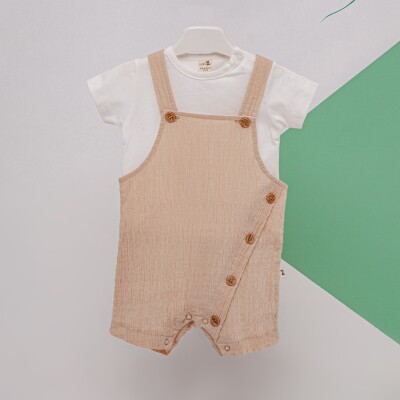 Toptan Erkek Bebek 2'li Tulum ve Tişört Takım 3-12M BabyZ 1097-4317 - BabyZ