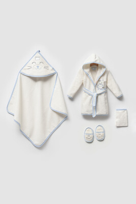 Toptan Erkek Bebek 4'lü Banyo Seti 0-36M Ramel Kids 1072-703E Açık Mavi