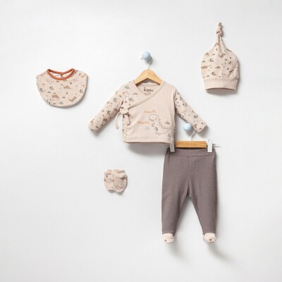 Toptan Erkek Bebek 5'li Yenidoğan Takım 0-3M Bubbles 2040-3005 - Bubbles