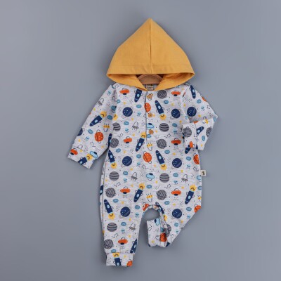 Toptan Erkek Bebek Kapşonlu Tulum 3-12M BabyZ 1097-4340 - BabyZ