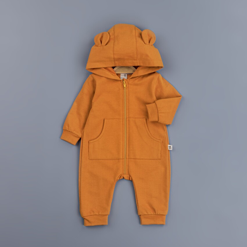 Toptan Erkek Bebek Kapşonlu Tulum 3-12M BabyZ 1097-4343 - 2