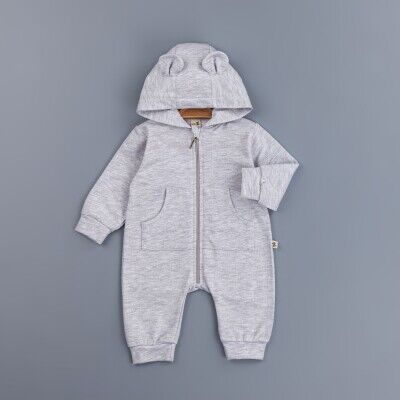 Toptan Erkek Bebek Kapşonlu Tulum 3-12M BabyZ 1097-4343 Gri