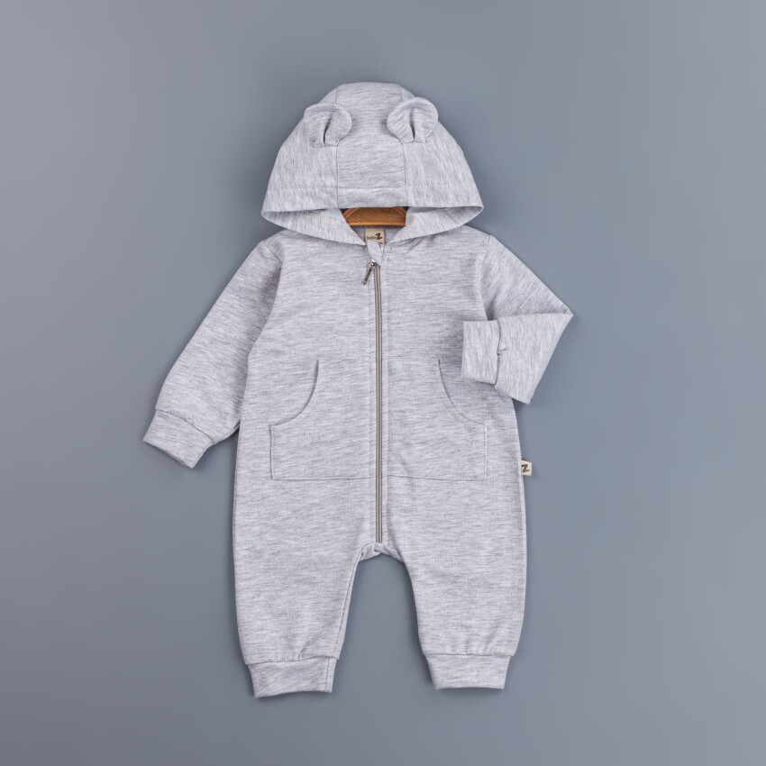 Toptan Erkek Bebek Kapşonlu Tulum 3-12M BabyZ 1097-4343 - 3
