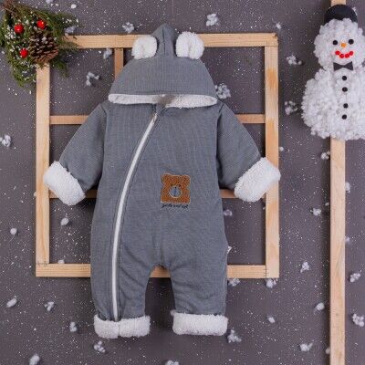 Toptan Erkek Bebek Kapşonlu Tulum 3-12M BabyZ 1097-4351 - BabyZ
