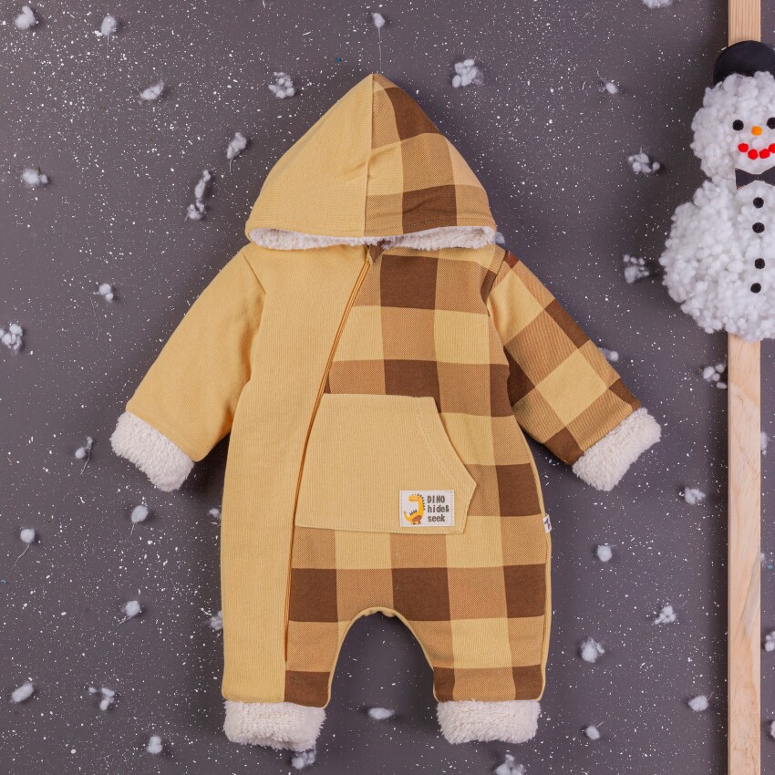 Toptan Erkek Bebek Kapşonlu Tulum 3-12M BabyZ 1097-4365 - 1