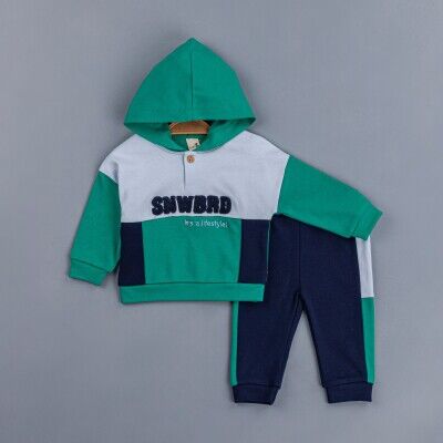 Toptan Erkek Bebek Kapüşonlu Eşofman Takımı 6-24M BabyZ 1097-4741 - BabyZ