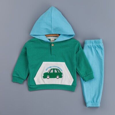 Toptan Erkek Bebek Kapüşonlu Eşofman Takımı 6-24M BabyZ 1097-4743 - BabyZ