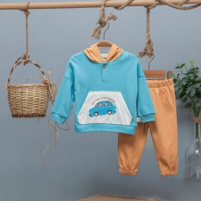 Toptan Erkek Bebek Kapüşonlu Eşofman Takımı 6-24M BabyZ 1097-4743 - BabyZ (1)