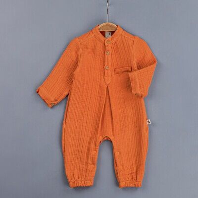 Toptan Erkek Bebek Müslin Tulum 3-12M BabyZ 1097-4362 Kiremit
