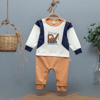 Toptan Erkek Bebek Tulum 3-12M BabyZ 1097-4348 Turuncu
