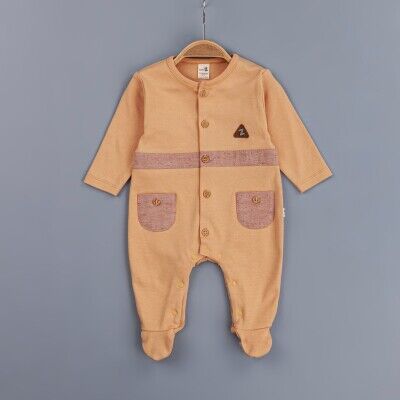Toptan Erkek Bebek Tulum 3-12M BabyZ 1097-4358 Turuncu