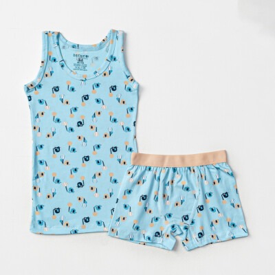 Toptan Erkek Çocuk 2'li Atlet ve Boxer Set 2-10Y Defne 1064-DFN-TK020-23 - Defne