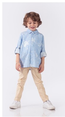 Toptan Erkek Çocuk 2'li Gömlek ve Pantolon Takım 1-4Y Lemon 1015-9908 - 2