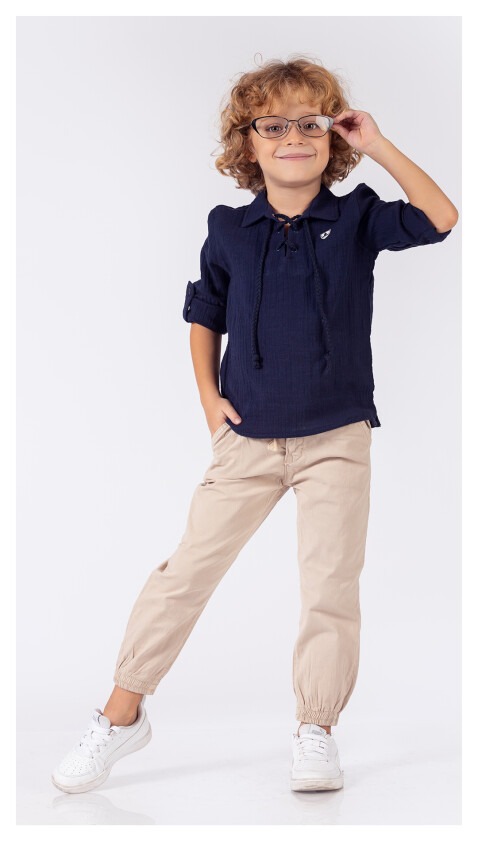 Toptan Erkek Çocuk 2'li Gömlek ve Pantolon Takım 5-8Y Lemon 1015-9645 - 1