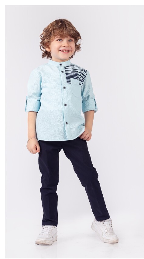 Toptan Erkek Çocuk 2'li Gömlek ve Pantolon Takım 5-8Y Lemon 1015-9851 - 2