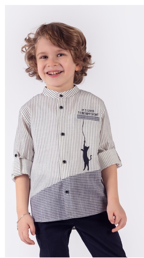 Toptan Erkek Çocuk 2'li Hakim Yaka Gömlek ve Pantolon Takım 1-4Y Lemon 1015-9882 - 1