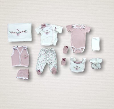 Toptan Kız Bebek 10'lu Yenidoğan Hastane Çıkışı Takım 0-6M Tomuycuk 1074-15282 - Tomuycuk